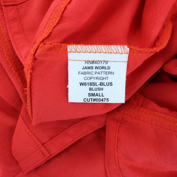 Jam's World Blush Crop Top Button Front Short Sleeve V-neck Rayon Made in USA S - Picture 8 of 11